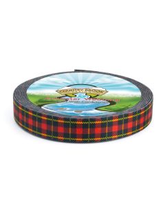 1 Inch Black and Red Plaid Polyester Webbing