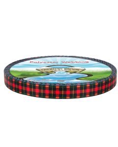 5/8 Inch Black and Red Plaid Polyester Webbing