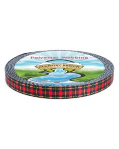 1/2 Inch Black and Red Plaid Polyester Webbing