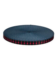 1 Inch Black and Red Plaid Polyester Webbing Closeout, 50 Yards