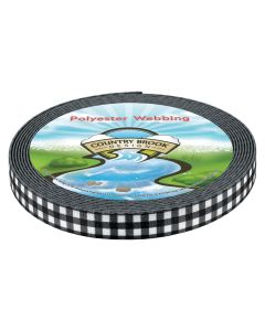 5/8 Inch Black & White Buffalo Plaid Polyester Webbing