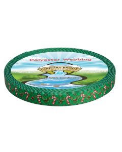 5/8 Inch Candy Cane Christmas Polyester Webbing