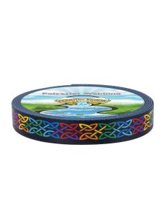Black background with rainbow celctic symbols