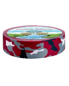 1 1/2 Inch Crimson and White Camo Polyester Webbing