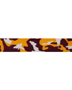 Polyester webbing with gold, white, and burgundy camo patches