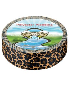 A roll of polyester webbing with a leopard skin pattern printed onto it