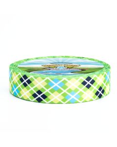 Green webbing with blue and black diamonds, along with light green and white diamonds to create a geometric pattern 
