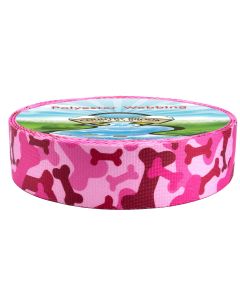 1 1/2 Inch Pink Bone Camo Polyester Webbing