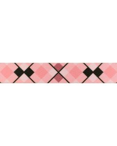 1 Inch Pink and Brown Argyle Polyester Webbing