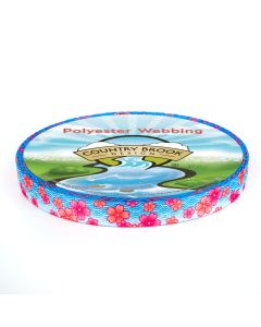 5/8 Inch Pink April Blossoms Polyester Webbing