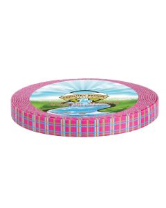 5/8 Inch Spring Pink Plaid Polyester Webbing