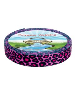 1 Inch Pink Leopard Print Polyester Webbing