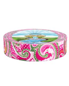 Swirling paisleys against a vibrant pink background