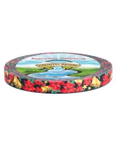 5/8 Inch Christmas Poinsettias Polyester Webbing