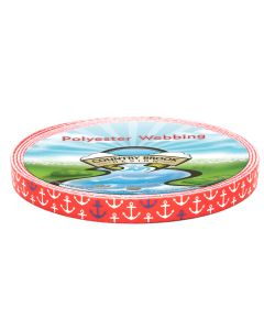 5/8 Inch Red Anchors Away Polyester Webbing