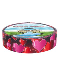 1 1/2 Inch Romantic Hearts Polyester Webbing