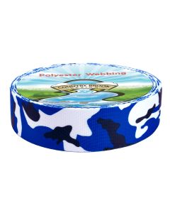 1 Inch Royal Blue and White Camo Polyester Webbing