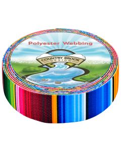 Polyester webbing with a serape style pattern printed onto it