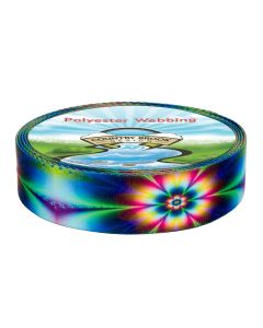 Roll of webbing with Tie Dyed Flowers and blue and green tie dye