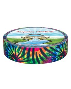 Roll of webbing with bursts of tie dyed stripes