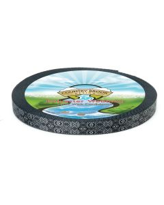 A roll of black webbing with white diamonds and art deco style designs