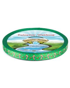 Featuring a festive Christmas pattern. The background is a vibrant holiday green, decorated with repeating candy cane graphics.