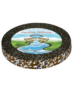 Brown and white cow print on polyester webbing