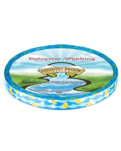 The webbing has a bright blue background decorated with yellow rubber ducks, white bubbles, and layered wave patterns, creating a fun bath-time or water-themed look.