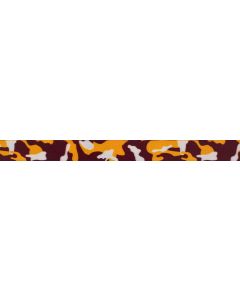 Gold, white, and crimson camouflage patterned polyester webbing