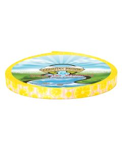 Roll of Webbing with yellow lemons and pink striped background