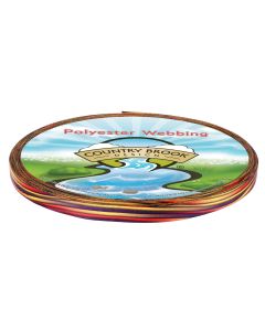 Red, purple, brown, and orange wavy lines printed onto polyester webbing