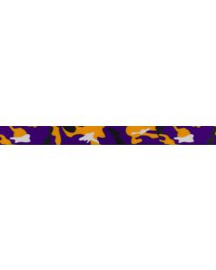 Purple, gold, and grey colors printed onto polyester webbing in a camo style