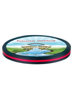 The webbing features a black base with a single bold red stripe running lengthwise through the center, creating a strong, high-contrast look.