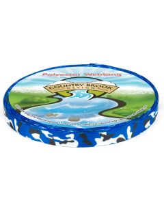 The webbing features a bright blue background with white and black camouflage shapes, creating a high-contrast, modern camo look.