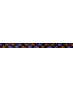Polyester webbing with purple and orange spiders on spider webs
