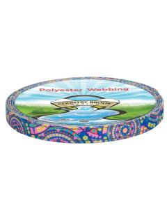 5/8 Inch Blue Boho Mandala Reflective Polyester Webbing