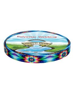 Tie Dye Flowers Reflective Polyester Webbing