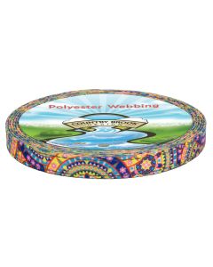 Yellow Boho Mandala Reflective Polyester Webbing