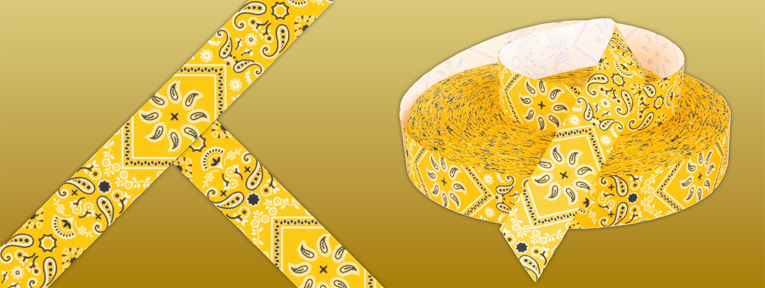 Roll of Yellow Bandana Grosgrain Ribbon