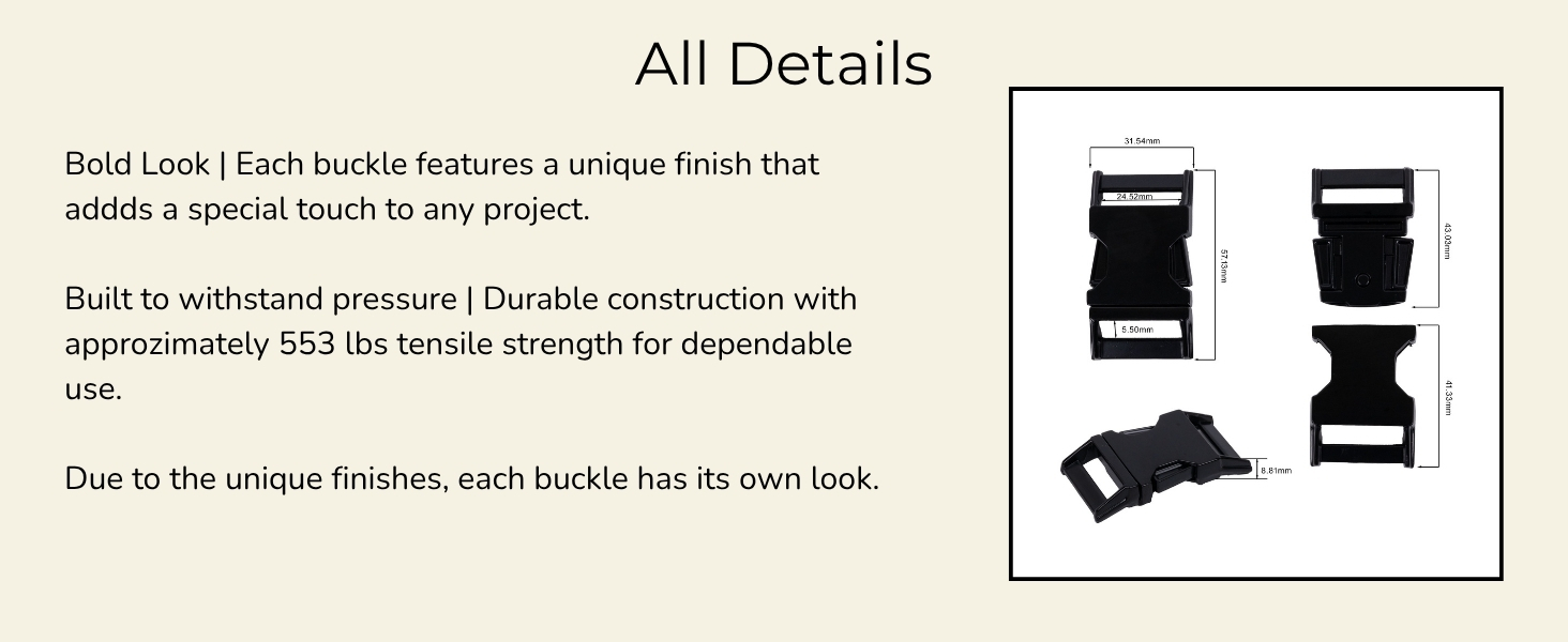 All details for buckle