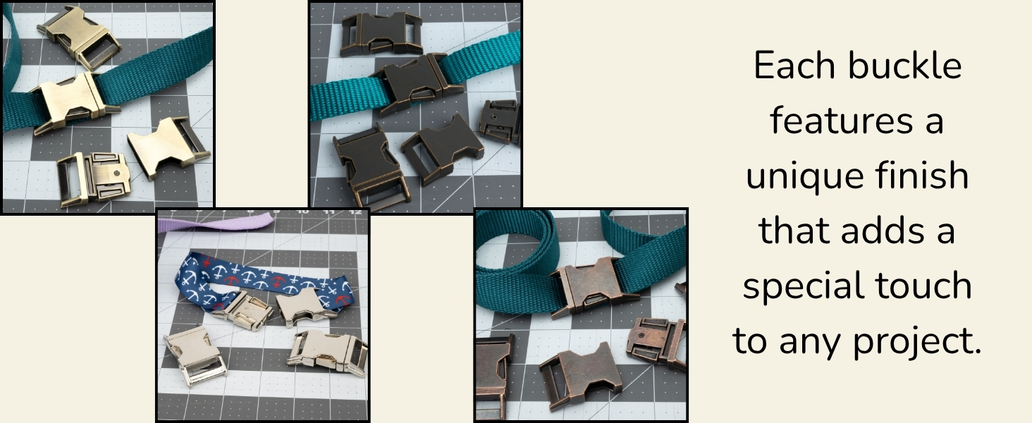 Showing different buckle features on products 