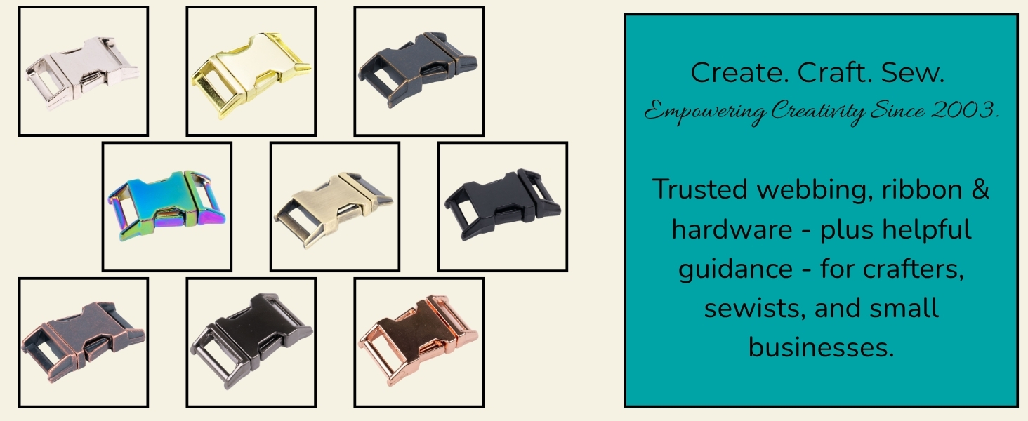 Showcasing each contoured side release buckle with different finishes