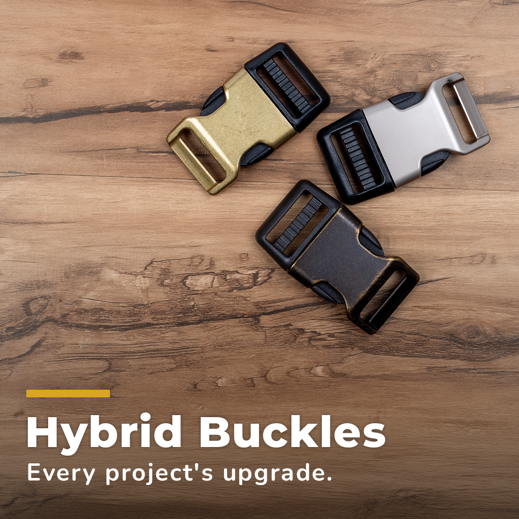 Hybrid Buckles. Photo of 2 hybrid buckles, one is open and one is closed