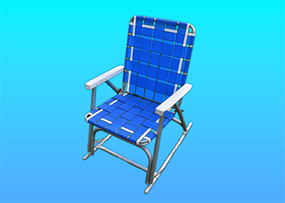 Blue polypropylene webbing lawn chair