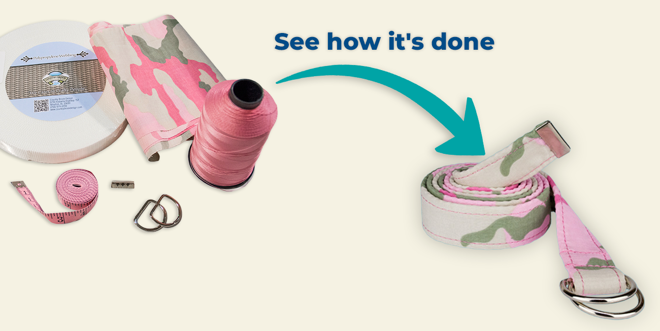 Materials needed to make a fabric D-ring belt blog button