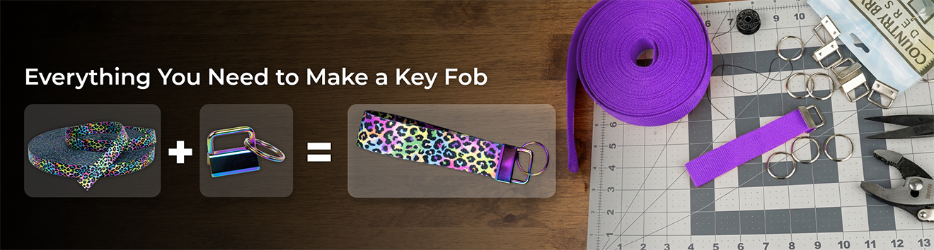 Webbing and hardware for key fobs banner