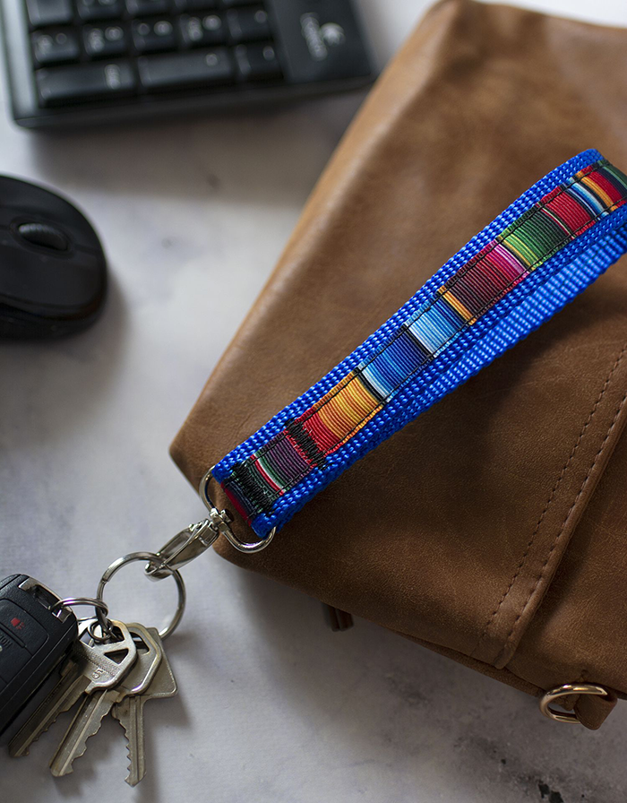 Multi-colored grosgrain ribbon lanyard