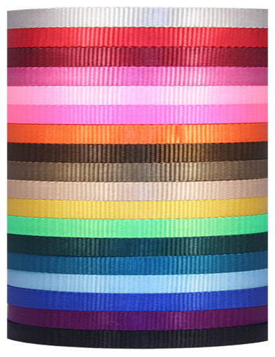 Stack of assorted colors of nylon webbing