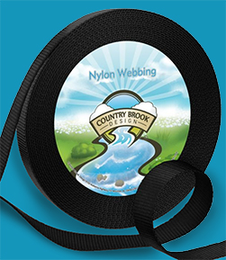 A spool of Country Brook Design's black nylon webbing