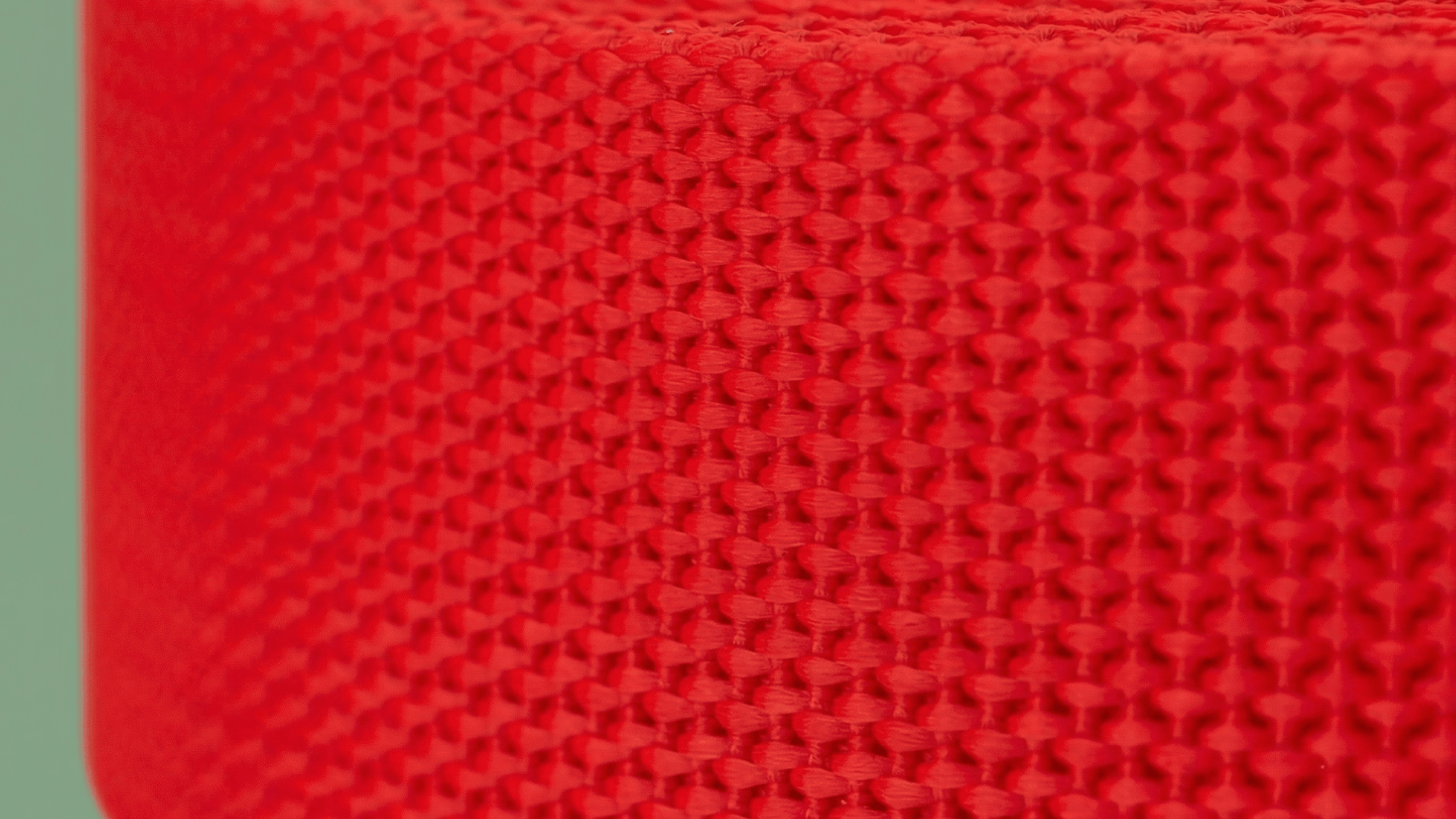 Close up of red webbing showing is strong weaving